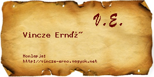 Vincze Ernő névjegykártya